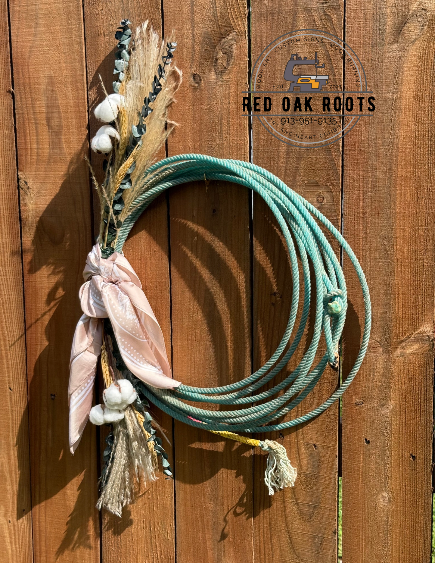 Rustic turquoise Lariat Wreath