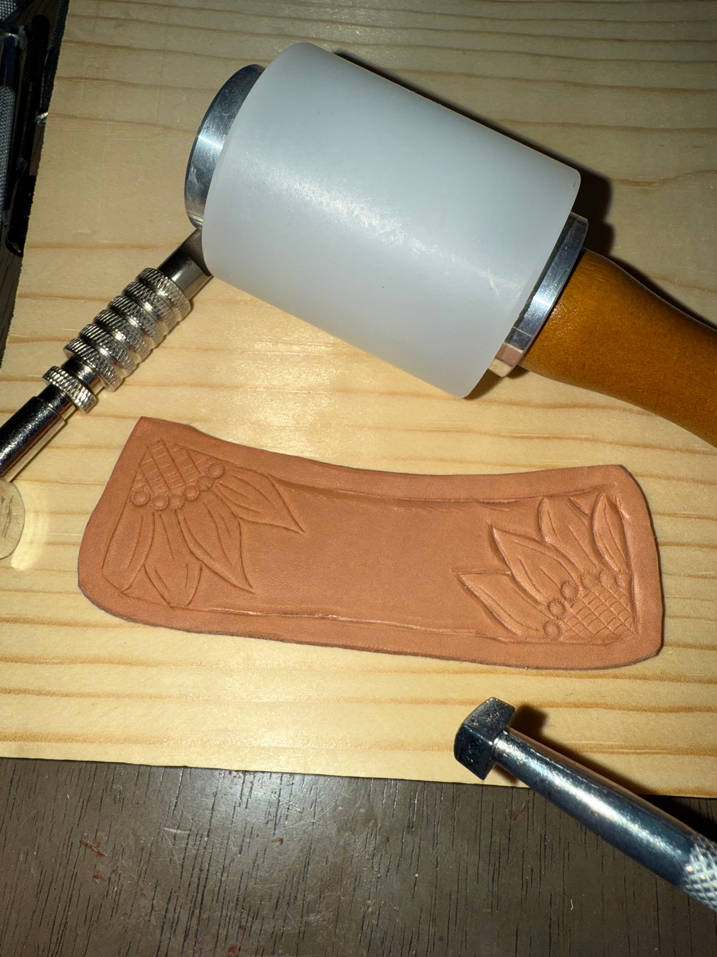 4” Sunflower hand-tooled hair claw clip