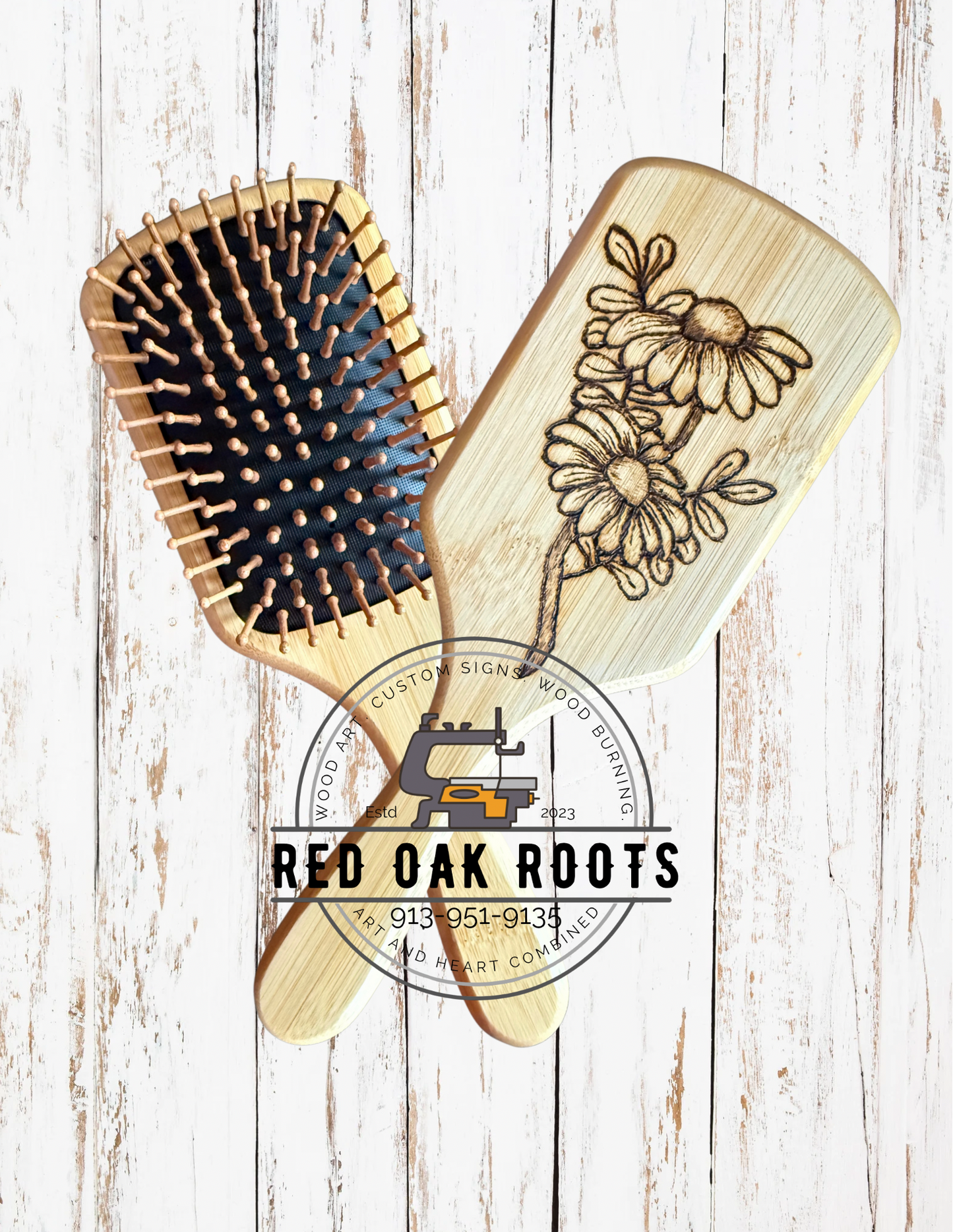 Daisy hand-burned brush