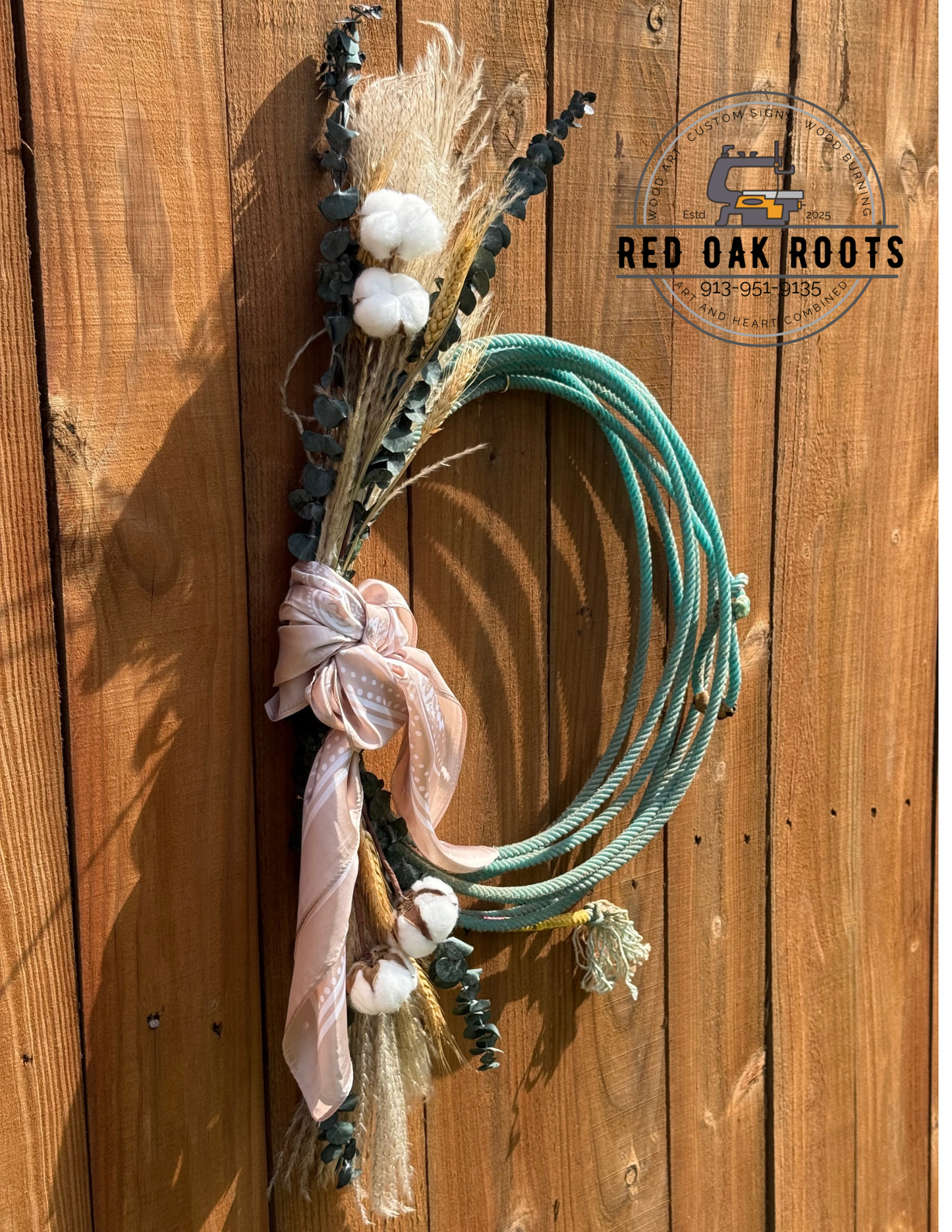 Rustic turquoise Lariat Wreath