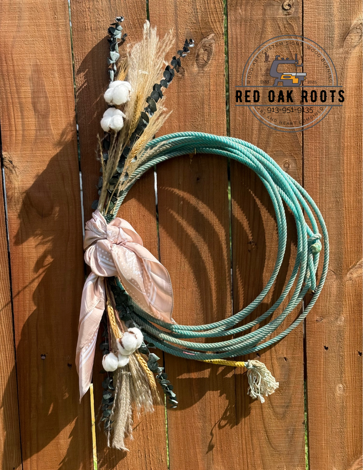 Rustic turquoise Lariat Wreath