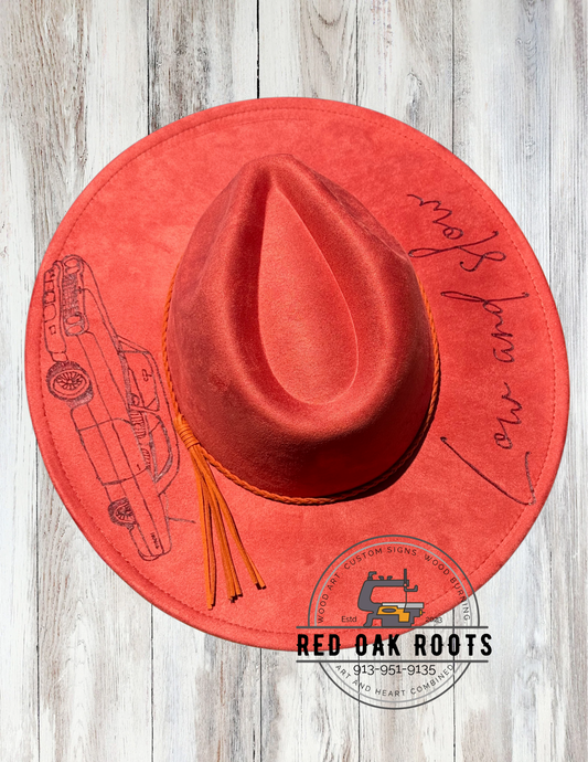 Low and slow hand-burned fedora