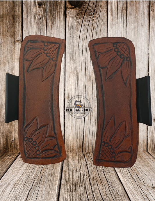 4” Sunflower hand-tooled hair claw clip