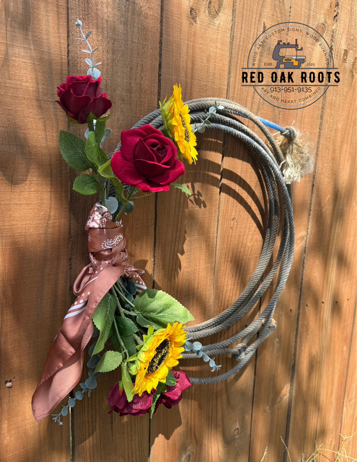 Sunflowers and Roses lariat wreath