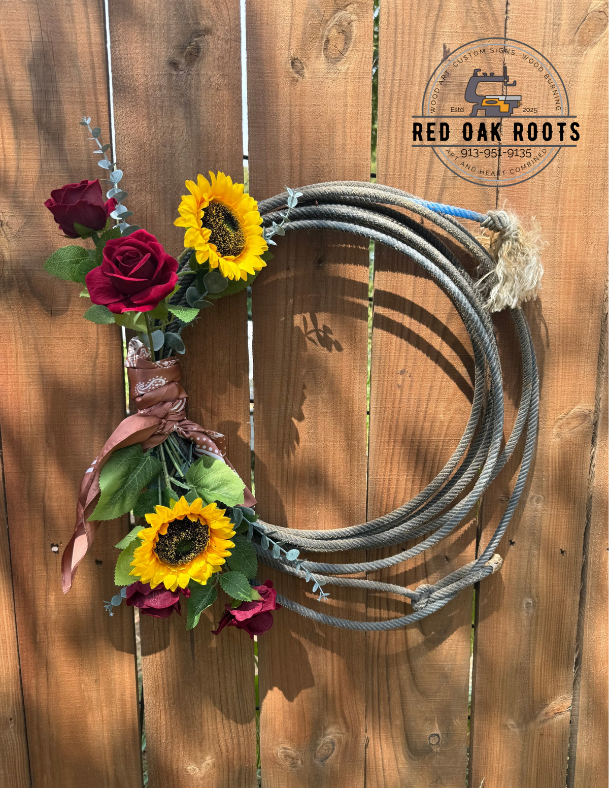 Sunflowers and Roses lariat wreath