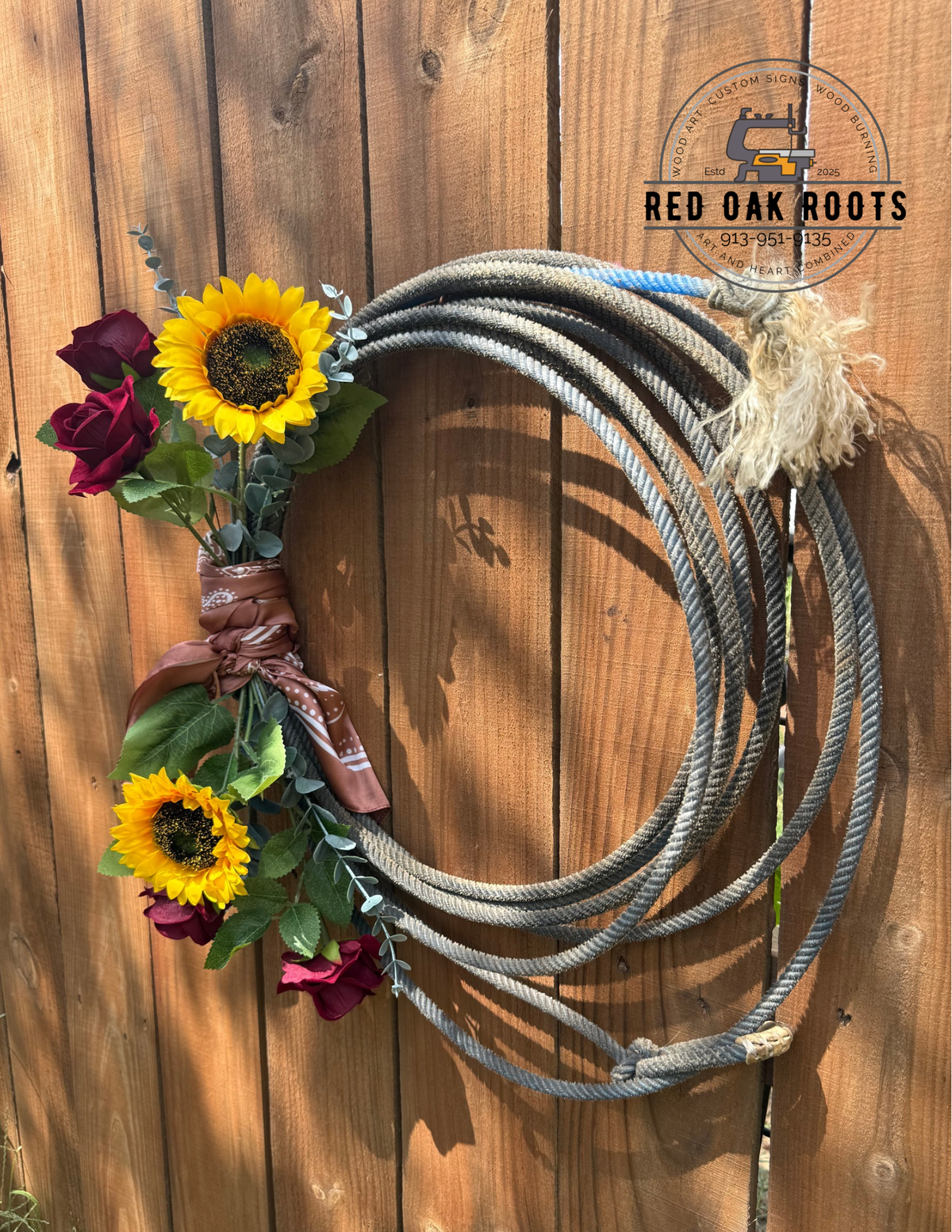 Sunflowers and Roses lariat wreath