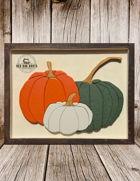 Intarsia pumpkins sign - 11”x14”