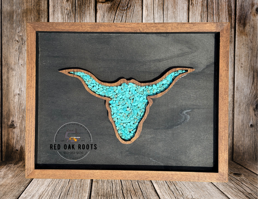 Longhorn with inlay turquoise 11”x14