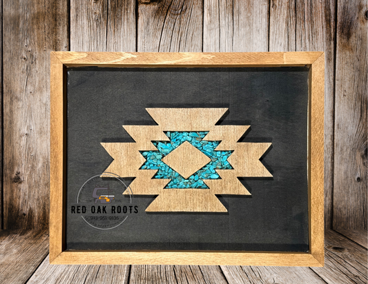 Aztec with inlay turquoise 11”x14”